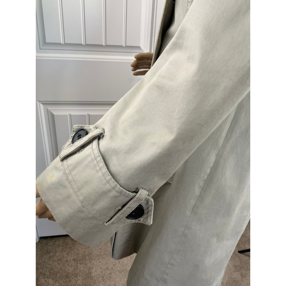 Zara Basic Womens Trench Coat Sz Med Beige Double Breasted Collard Neck Corpcore - Picture 11 of 16